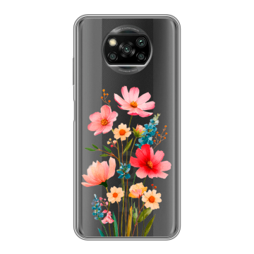 Пластиковый чехол на Xiaomi Poco X3 с принтом Цветы Пластиковый чехол на Xiaomi Poco X3 с принтом Цветы