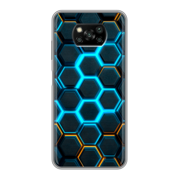Пластиковый чехол на Xiaomi Poco X3 с принтом Неоновые соты Пластиковый чехол на Xiaomi Poco X3 с принтом Неоновые соты