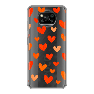 Пластиковый чехол на Xiaomi Poco X3 с принтом Сердечки Пластиковый чехол на Xiaomi Poco X3 с принтом Сердечки