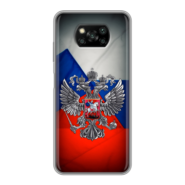Пластиковый чехол на Xiaomi Poco X3 с принтом Флаг России Пластиковый чехол на Xiaomi Poco X3 с принтом Флаг России