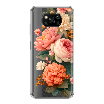 Пластиковый чехол на Xiaomi Poco X3 с принтом цветы