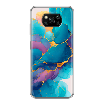 Пластиковый чехол на Xiaomi Poco X3 с принтом Мрамор блестки