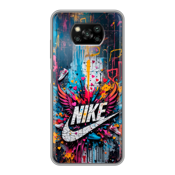 Пластиковый чехол на Xiaomi Poco X3 с принтом Nike Найк