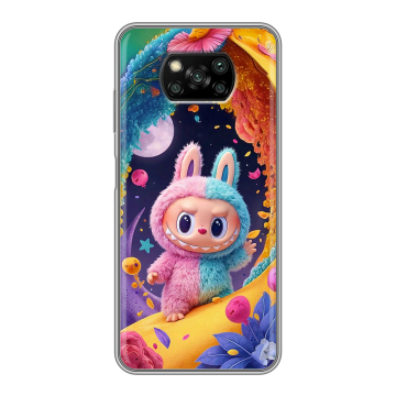 Пластиковый чехол на Xiaomi Poco X3 с принтом Labubu Лабубу