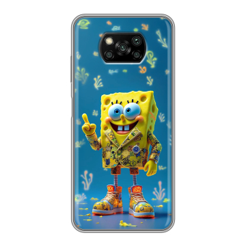 Пластиковый чехол на Xiaomi Poco X3 с принтом Спанч боб Спанчбоб Пластиковый чехол на Xiaomi Poco X3 с принтом Спанч боб Спанчбоб