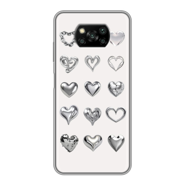 Пластиковый чехол на Xiaomi Poco X3 с принтом Y2K сердечки Пластиковый чехол на Xiaomi Poco X3 с принтом Y2K сердечки
