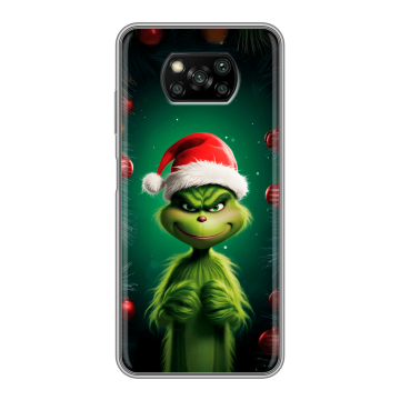 Пластиковый чехол на Xiaomi Poco X3 с принтом Гринч Новый год Рождество Пластиковый чехол на Xiaomi Poco X3 с принтом Гринч Новый год Рождество