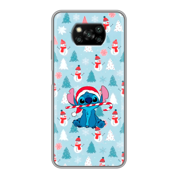 Пластиковый чехол на Xiaomi Poco X3 с принтом Стич Новый год Пластиковый чехол на Xiaomi Poco X3 с принтом Стич Новый год