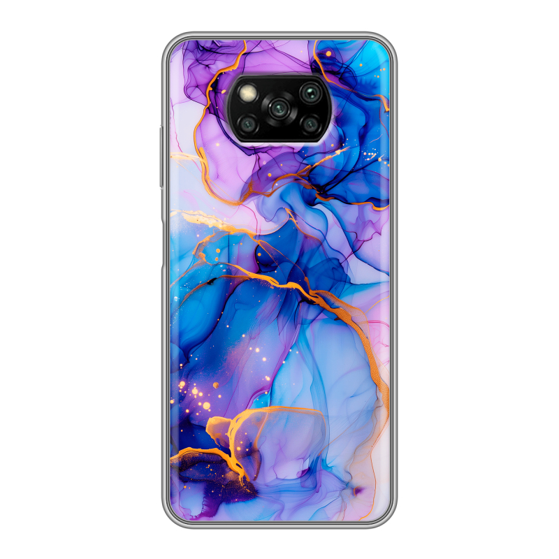 Пластиковый чехол на Xiaomi Poco X3 с принтом синий мрамор Пластиковый чехол на Xiaomi Poco X3 с принтом синий мрамор