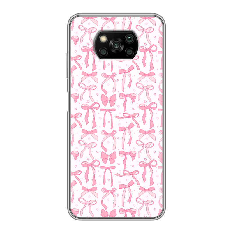 Пластиковый чехол на Xiaomi Poco X3 с принтом Розовые бантики Пластиковый чехол на Xiaomi Poco X3 с принтом Розовые бантики