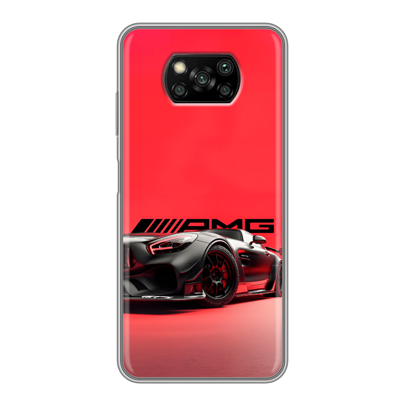 Пластиковый чехол на Xiaomi Poco X3 с принтом Мерседес Mercedes AMG Пластиковый чехол на Xiaomi Poco X3 с принтом Мерседес Mercedes AMG