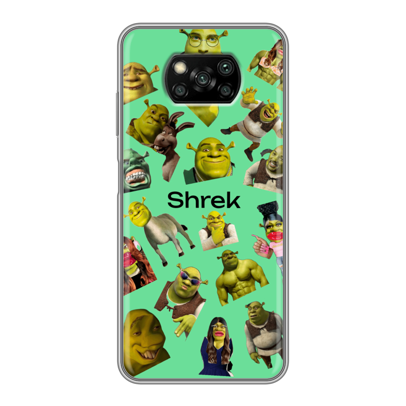 Пластиковый чехол на Xiaomi Poco X3 с принтом Шрек Shrek Пластиковый чехол на Xiaomi Poco X3 с принтом Шрек Shrek