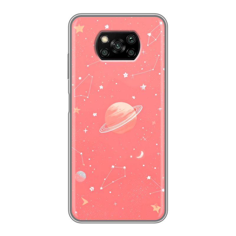 Пластиковый чехол на Xiaomi Poco X3 с принтом Розовый космос Пластиковый чехол на Xiaomi Poco X3 с принтом Розовый космос