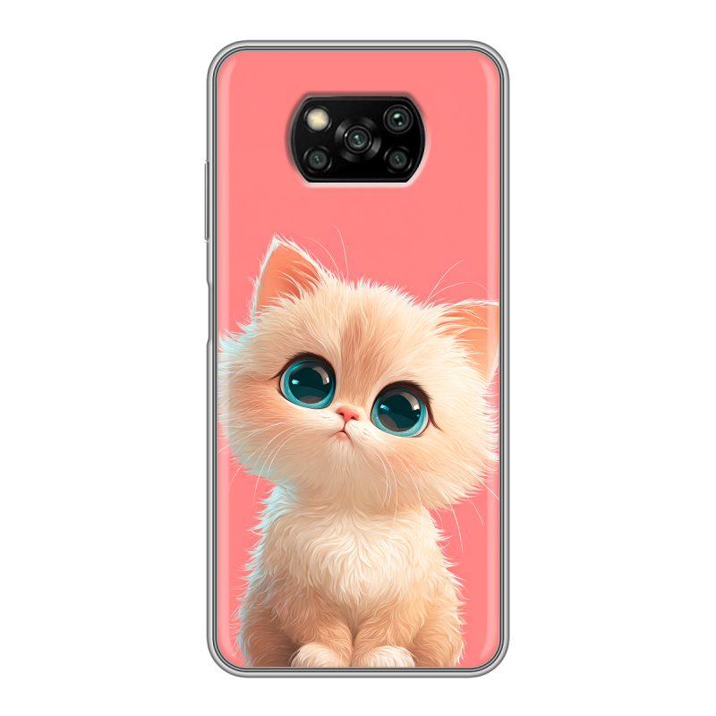 Пластиковый чехол на Xiaomi Poco X3 с принтом Розовый котенок Пластиковый чехол на Xiaomi Poco X3 с принтом Розовый котенок