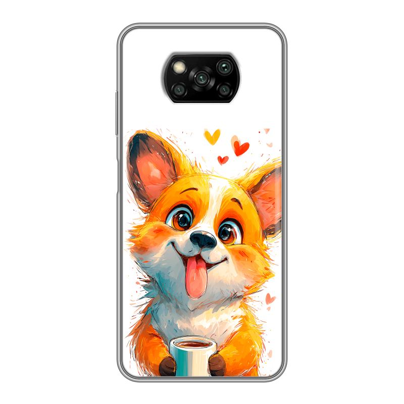 Пластиковый чехол на Xiaomi Poco X3 с принтом корги Пластиковый чехол на Xiaomi Poco X3 с принтом корги