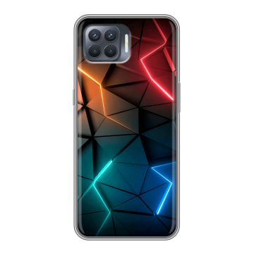 Силиконовый чехол на OPPO Reno4 Lite с принтом Абстракция неон