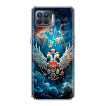 Силиконовый чехол на OPPO Reno4 Lite с принтом Герб флаг России
