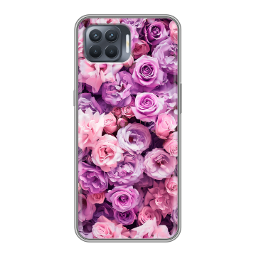Силиконовый чехол на OPPO Reno4 Lite с принтом лавандовые розы Силиконовый чехол на OPPO Reno4 Lite с принтом лавандовые розы