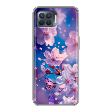 Силиконовый чехол на OPPO Reno4 Lite с принтом цветы бабочки