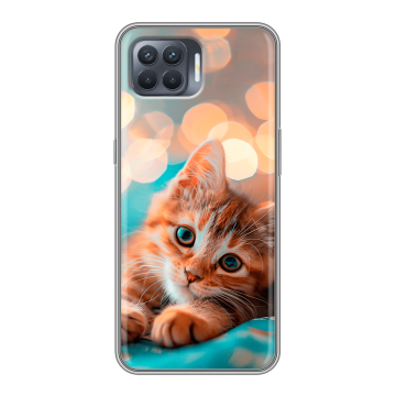 Силиконовый чехол на OPPO Reno4 Lite с принтом котик Силиконовый чехол на OPPO Reno4 Lite с принтом котик