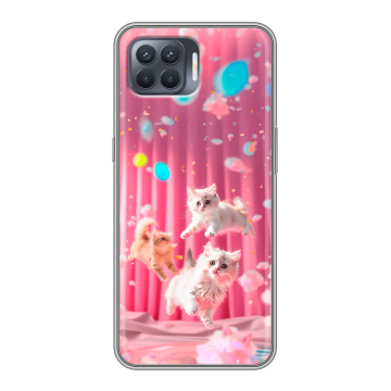 Силиконовый чехол на OPPO Reno4 Lite с принтом милые котики Силиконовый чехол на OPPO Reno4 Lite с принтом милые котики