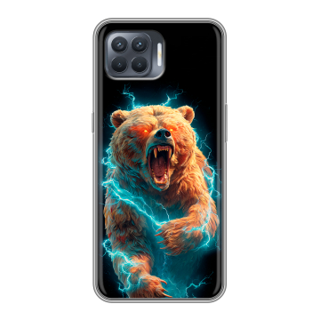 Силиконовый чехол на OPPO Reno4 Lite с принтом Медведь Силиконовый чехол на OPPO Reno4 Lite с принтом Медведь
