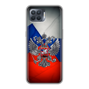 Силиконовый чехол на OPPO Reno4 Lite с принтом Флаг России Силиконовый чехол на OPPO Reno4 Lite с принтом Флаг России