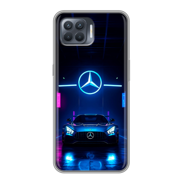Силиконовый чехол на OPPO Reno4 Lite с принтом Mercedes Мерседес Силиконовый чехол на OPPO Reno4 Lite с принтом Mercedes Мерседес