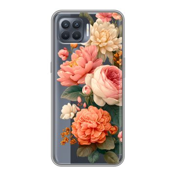 Силиконовый чехол на OPPO Reno4 Lite с принтом цветы Силиконовый чехол на OPPO Reno4 Lite с принтом цветы