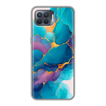Силиконовый чехол на OPPO Reno4 Lite с принтом Мрамор блестки Силиконовый чехол на OPPO Reno4 Lite с принтом Мрамор блестки