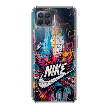 Силиконовый чехол на OPPO Reno4 Lite с принтом Nike Найк