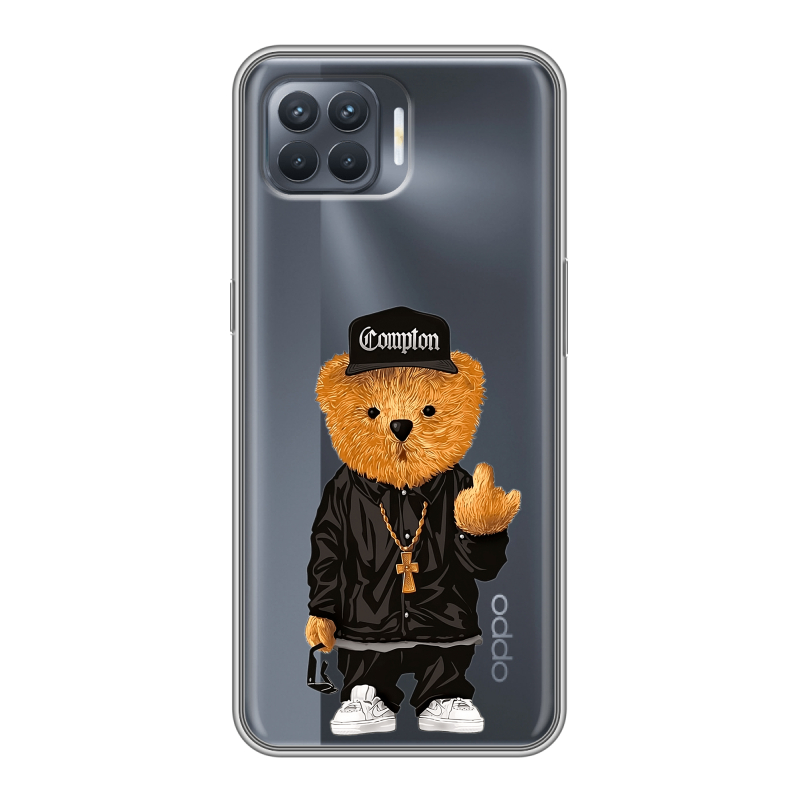Силиконовый противоударный чехол на OPPO Reno4 Lite с принтом Мишка Силиконовый противоударный чехол на OPPO Reno4 Lite с принтом Мишка