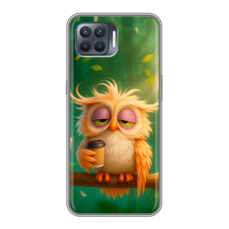 Силиконовый чехол на OPPO Reno4 Lite с принтом сова Силиконовый чехол на OPPO Reno4 Lite с принтом сова