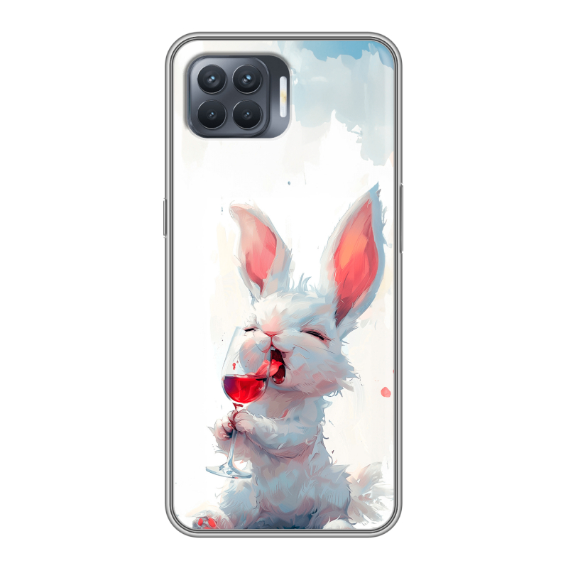 Пластиковый чехол на OPPO Reno4 Lite с принтом кролик зайчик Пластиковый чехол на OPPO Reno4 Lite с принтом кролик зайчик
