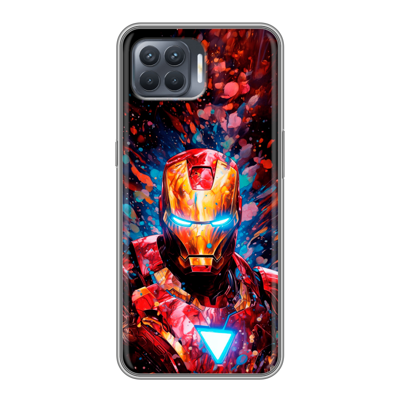 Силиконовый чехол на OPPO Reno4 Lite с принтом Железный человек Ironman Силиконовый чехол на OPPO Reno4 Lite с принтом Железный человек Ironman