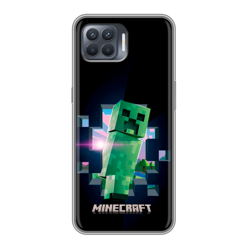 Силиконовый противоударный чехол на OPPO Reno4 Lite с принтом Майнкрафт Minecraft Силиконовый противоударный чехол на OPPO Reno4 Lite с принтом Майнкрафт Minecraft