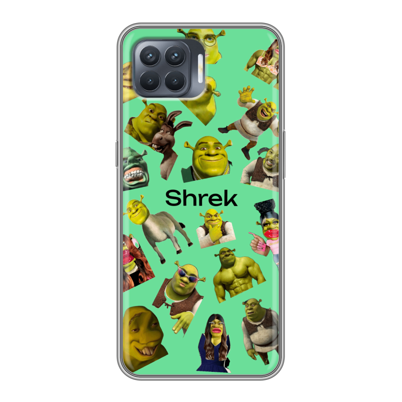 Силиконовый противоударный чехол на OPPO Reno4 Lite с принтом Шрек Shrek Силиконовый противоударный чехол на OPPO Reno4 Lite с принтом Шрек Shrek