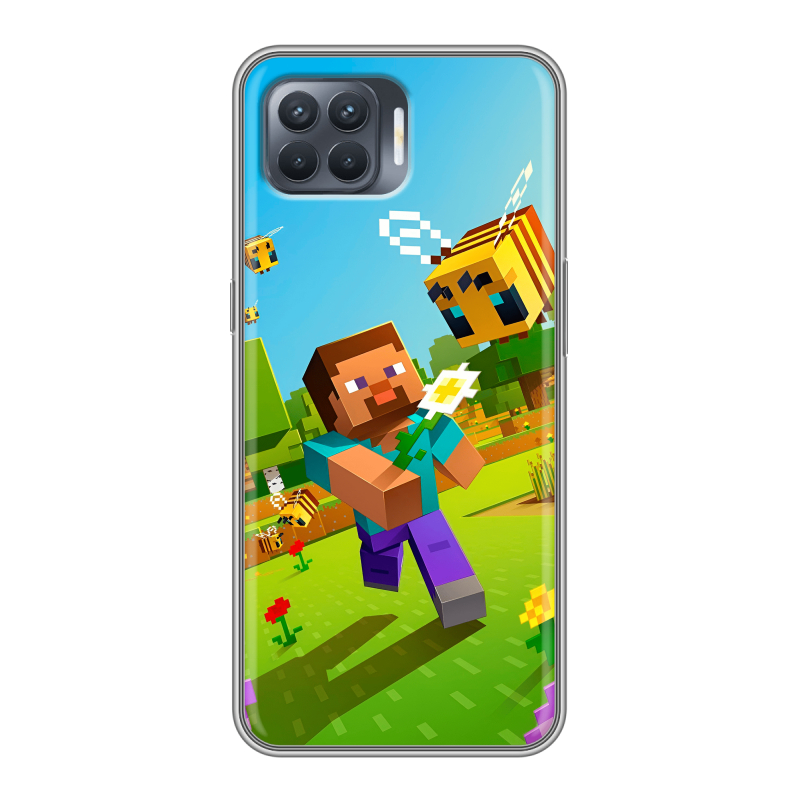 Силиконовый чехол на OPPO Reno4 Lite с принтом Майнкрафт Minecraft Силиконовый чехол на OPPO Reno4 Lite с принтом Майнкрафт Minecraft