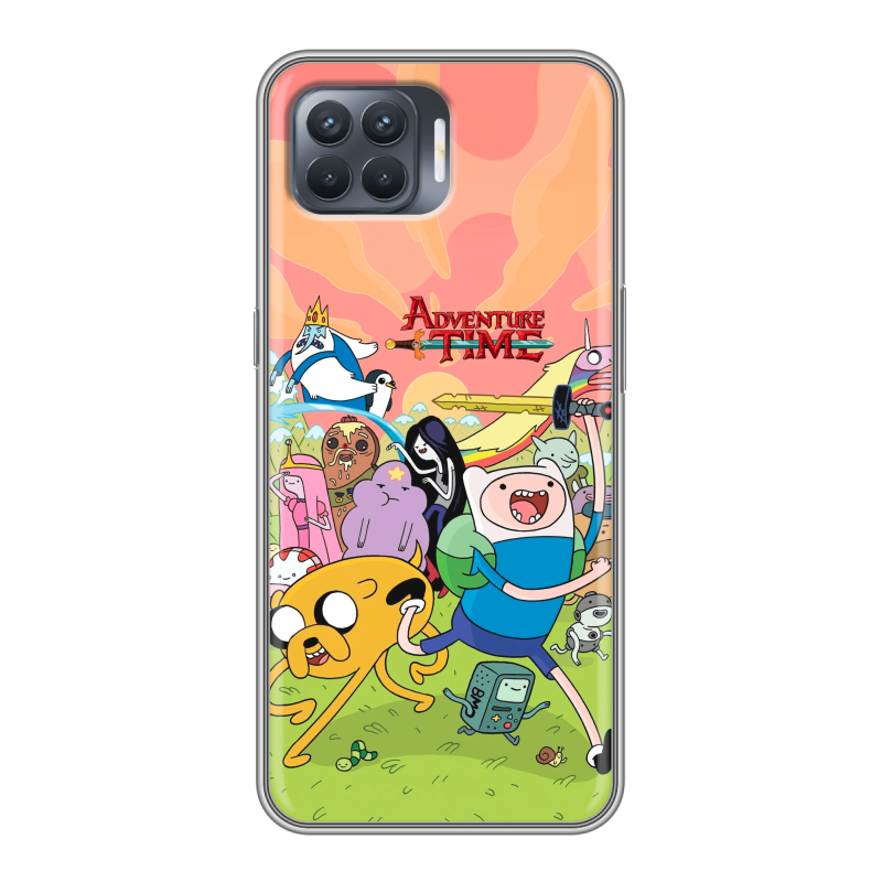 Силиконовый противоударный чехол на OPPO Reno4 Lite с принтом Adventure time Время приключений Силиконовый противоударный чехол на OPPO Reno4 Lite с принтом Adventure time Время приключений