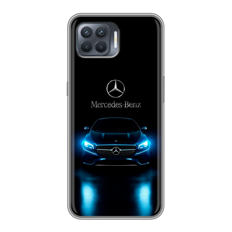 Силиконовый чехол на OPPO Reno4 Lite с принтом Mercedes Мерседес Силиконовый чехол на OPPO Reno4 Lite с принтом Mercedes Мерседес