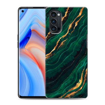 Силиконовый чехол на OPPO Reno4 Pro с принтом Мрамор зеленое золото Силиконовый чехол на OPPO Reno4 Pro с принтом Мрамор зеленое золото