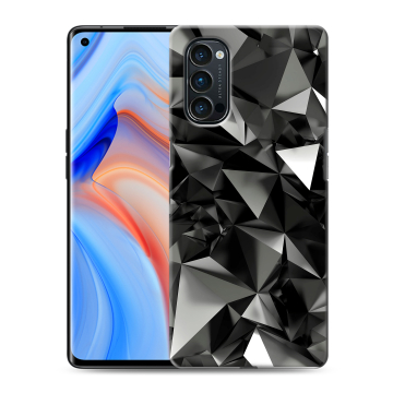 Силиконовый чехол на OPPO Reno4 Pro с принтом Черные кристаллы Силиконовый чехол на OPPO Reno4 Pro с принтом Черные кристаллы