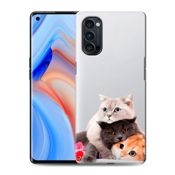 Силиконовый чехол на OPPO Reno4 Pro с принтом Кошки Силиконовый чехол на OPPO Reno4 Pro с принтом Кошки