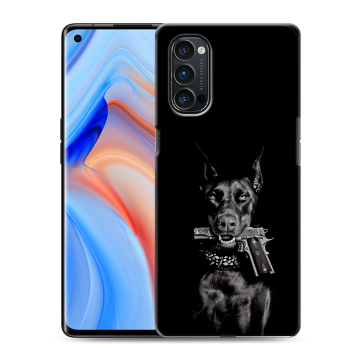 Силиконовый чехол на OPPO Reno4 Pro с принтом Доберман и пистолет Силиконовый чехол на OPPO Reno4 Pro с принтом Доберман и пистолет