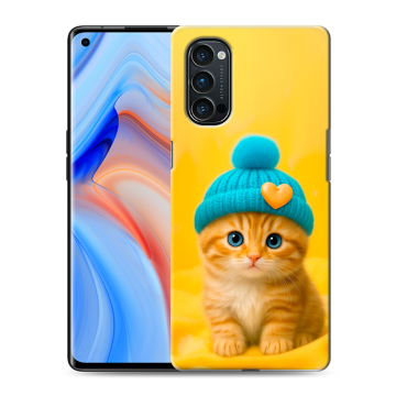 Силиконовый чехол на OPPO Reno4 Pro с принтом Котенок в шапке