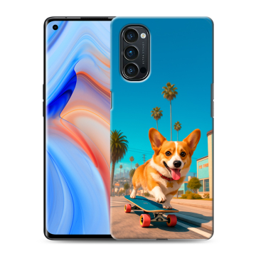 Силиконовый чехол на OPPO Reno4 Pro с принтом Корги на скейте Силиконовый чехол на OPPO Reno4 Pro с принтом Корги на скейте