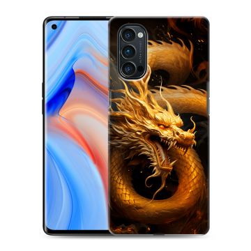 Силиконовый чехол на OPPO Reno4 Pro с принтом Золотой дракон Силиконовый чехол на OPPO Reno4 Pro с принтом Золотой дракон
