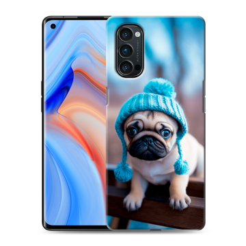 Силиконовый чехол на OPPO Reno4 Pro с принтом Мопс в шапке