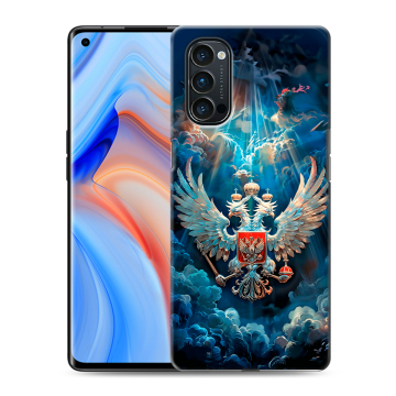 Силиконовый чехол на OPPO Reno4 Pro с принтом Герб флаг России