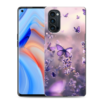 Силиконовый чехол на OPPO Reno4 Pro с принтом бабочки и лаванда Силиконовый чехол на OPPO Reno4 Pro с принтом бабочки и лаванда